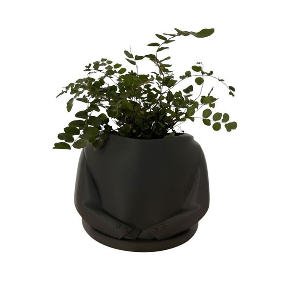 Gray Suit Jacket & Tie Planter - Sophisticated Sustainable Gift for Professional - Picture 12 of 13